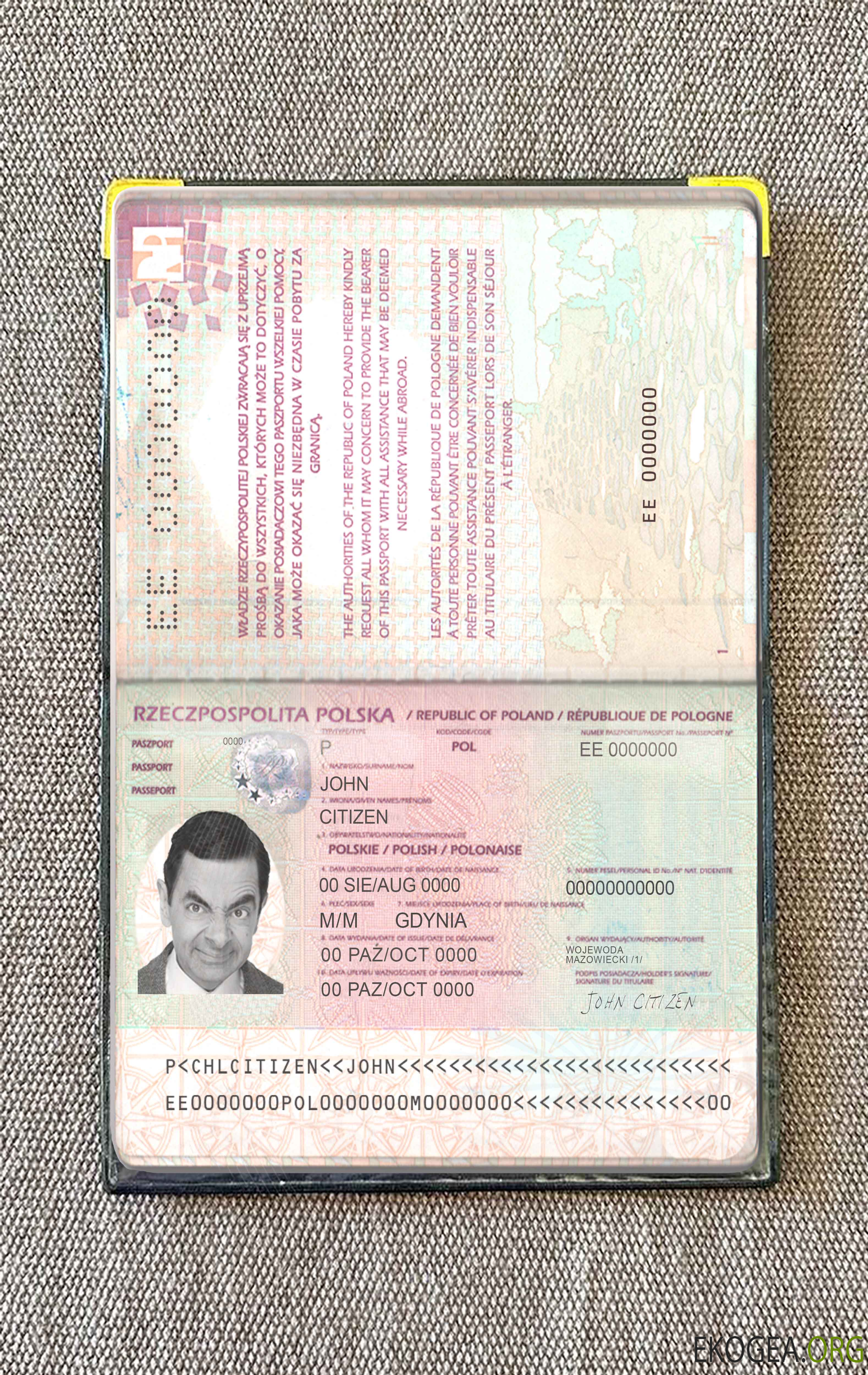 Aperçu photo du passeport polonais (2011 2018)
